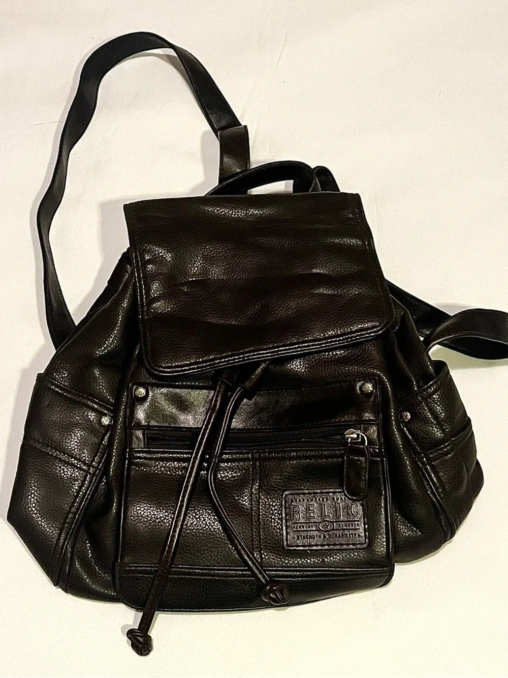 90’s vibe brown leather Relic backpack purse